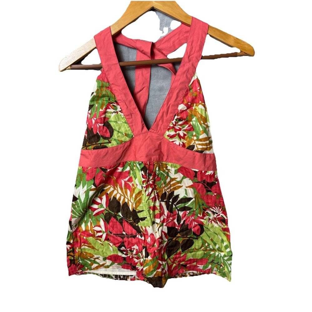Hurley Woman’s Halter Summer Top Size M Tropical Coral Cotton New